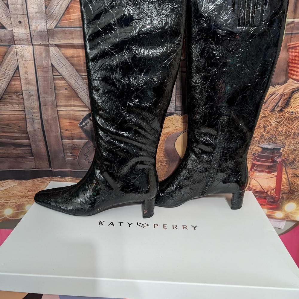 Katy Perry Collections Shiny Black Knee Boots